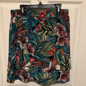 LOFT Multicolor Tropical Floral Mini Skirt